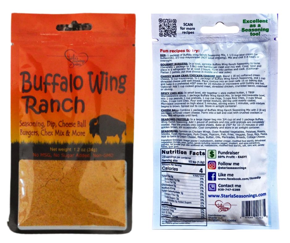 Buffalo Wing Ranch Seasoning or Buffalo Wing Ranch Dip Mix
