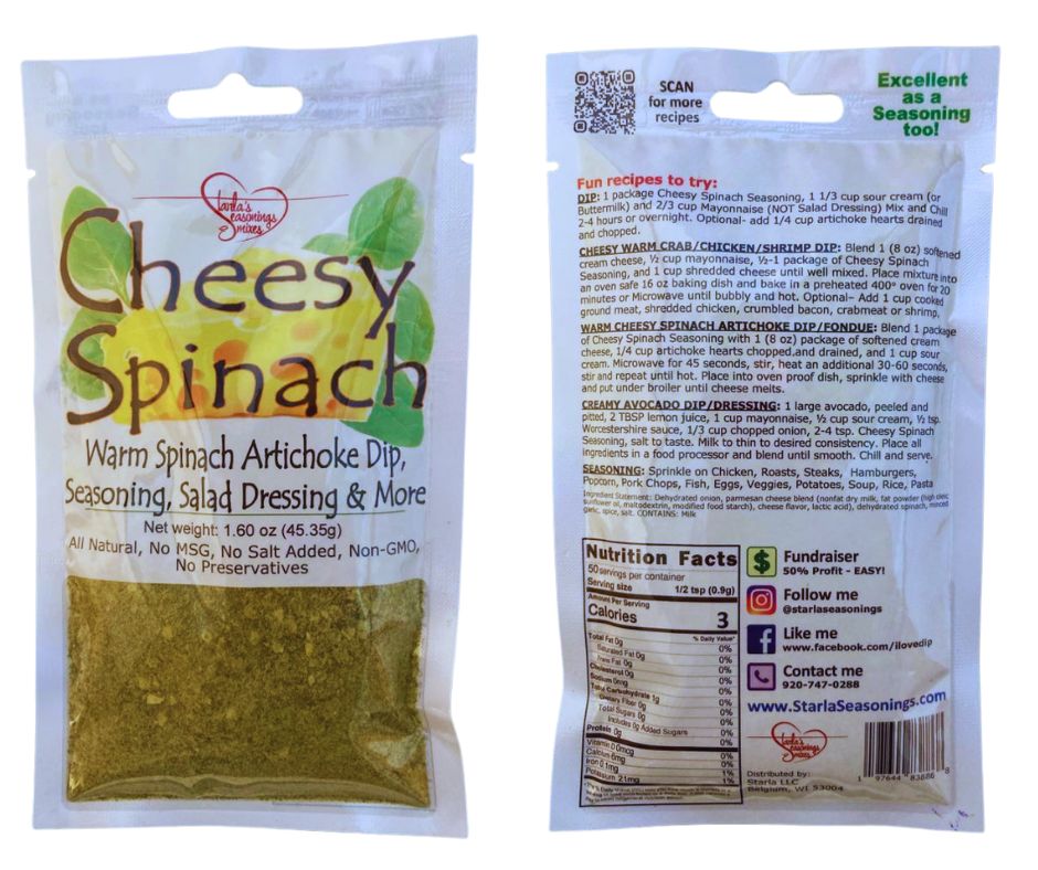 Cheesy Spinach Dip Mix or Cheesy Spinach Seasoning Mix. Warm spinach artichoke dip