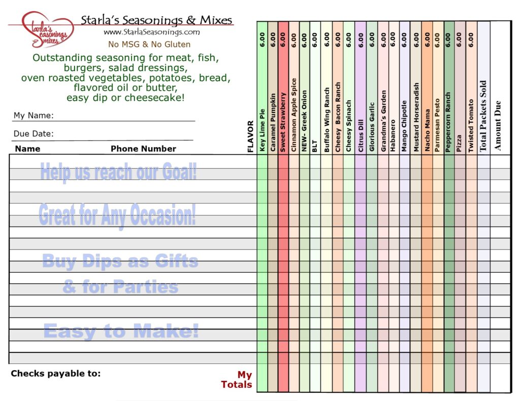 Easy High Profit Fundraiser Seasonings and Dip Mixes