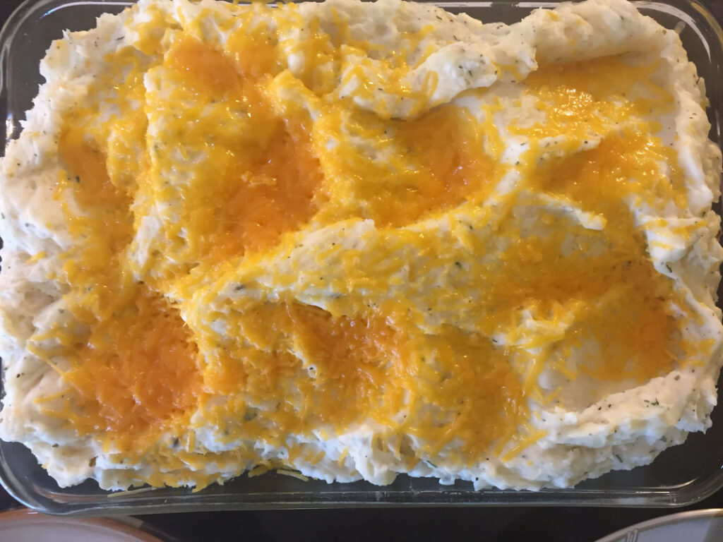 Cheesy Cream Cheese Seasoned Mashed Potato Casserole