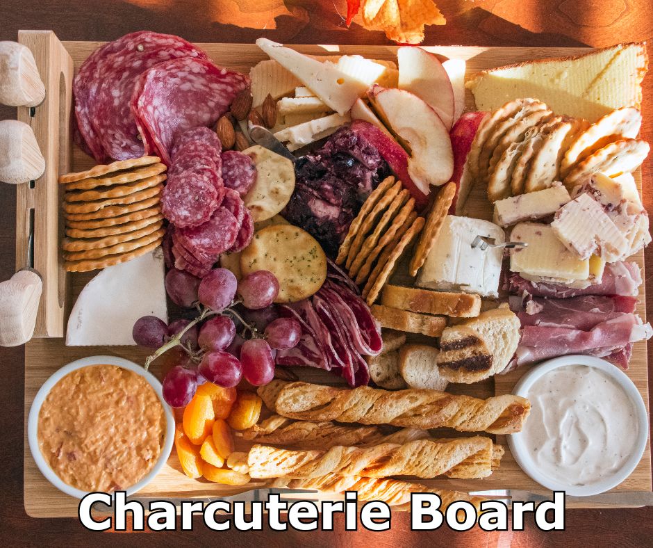Charcuterie Board with Starla's dip mix or cheese ball