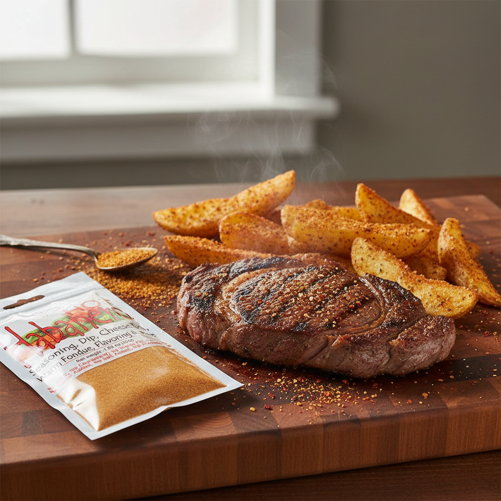 Hot Habanero seasoned steaks and french fries