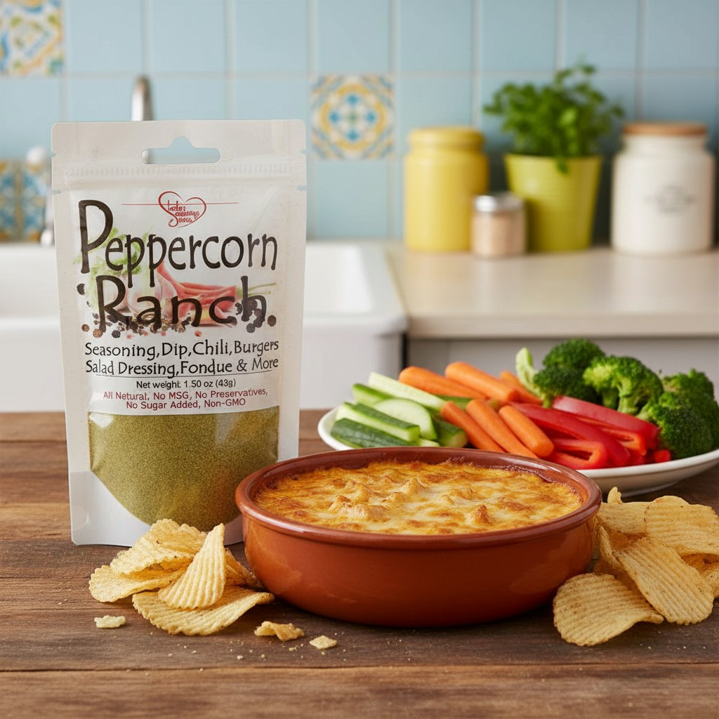 Peppercorn Ranch Seasoning or Peppercorn Ranch Dip Mix warm cheesy chicken dip
