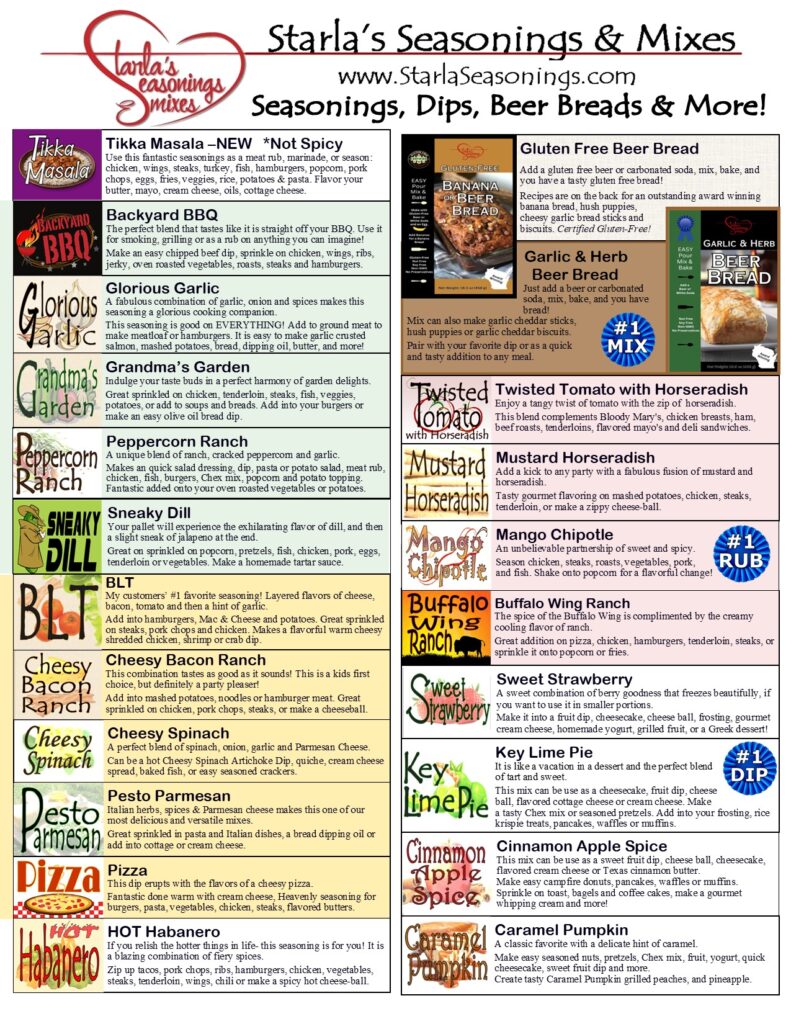 High profit seasoning, dip mix and beer bread 50% profit fundraiser.